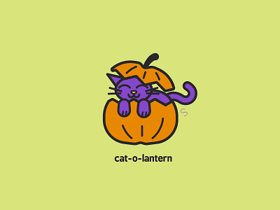 Cat-o-lantern cat cute fun halloween illustration jack o lantern kitten lantern pumpkin vector