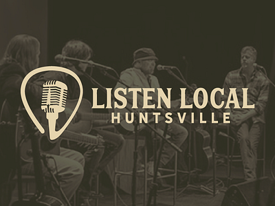 Listen Local Huntsville logo branding guitar huntsville listen local logo microphone music negative space rocket tab vector