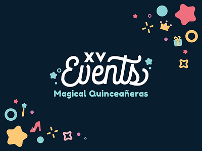 XV Events Branding branding cute events fun handlettering illustration kawaii magical princess quinceañera vector
