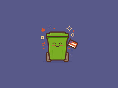 Scrappy 4th of July character design cute happy illustration kawaii mascot patriotic scrappy trashcan vector