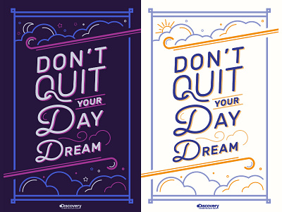 Typography Posters - DayDream clouds day daydream discovery dont quit moon motivational night poster sun typography vector