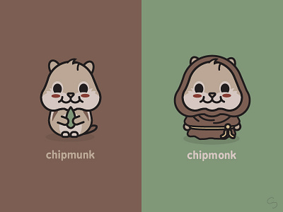 Chipmonk animal chipmonk chipmunk cloak cute funny happy humor kawaii monk pun typo