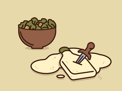 Ides of March caesar caesar salad dressing food funny humor ides of march illustration knife pun salad vector