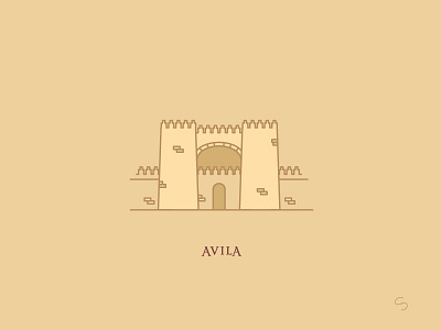 Avila Entrance Gate adventure architecture avila castle espana fortress gate illustration minimal spain travel vector