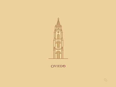 Oviedo Cathedral adventure architecture belltower cathedral church espana illustration minimal oviedo spain travel vector