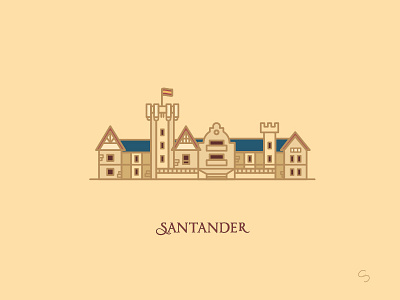 Palacio de la Magdalena architecture espana gran hotel history illustration minimal palace palacio de la magdalena santander spain travel vector