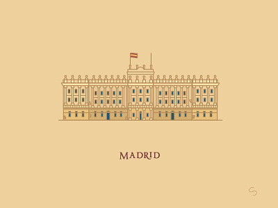 Royal Palace of Madrid adventure architecture espana illustration madrid minimal palace royal spain travel vector windows