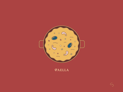 Spanish Paella cuisine espana food illustration madrid minimal paella saffron shrimp spain travel vector