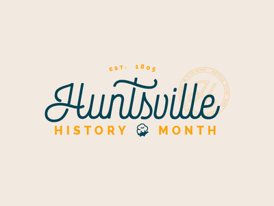 Huntsville History Month (unused design) badge branding cotton design historic huntsville illustration logo retro stamp tourism travel typography vector vintage