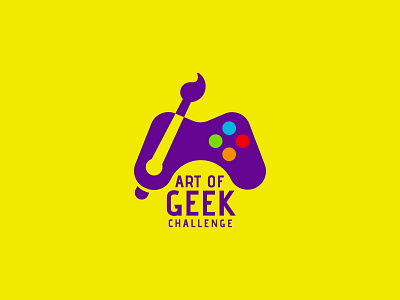 Art of Geek Logo art challenge branding brush competition controller design gaming geek geek art illustration logo minimal negative space painting palette vector video games