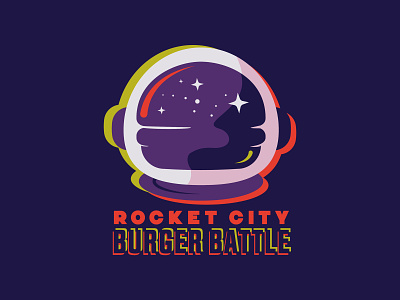 Rocket City Burger Battle - Helmet alabama astronaut big dipper branding burger constellation design food helmet huntsville icon illustration logo minimal rocket rocket city space stars travel vector