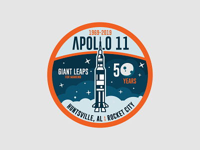 Apollo 11 Patch - Circle apollo apollo 11 branding design huntsville icon illustration logo minimal rocket rocket city space travel vector