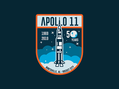Apollo 11 Patch - Crest apollo 11 astronaut branding clouds design huntsville illustration logo mission mission patch nasa patch rocket rocket city saturn 5 space spaceship stem vector