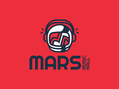 Mars Music Hall astronaut branding character design cute design happy headphones huntsville icon illustration logo mascot music music note nasa rocket city space spaceman vector