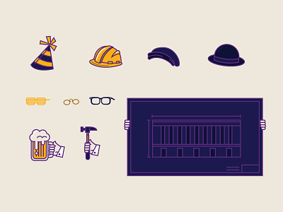 Cass Gilbert - Toolkit architect architecture beer blueprint bowler hat building cass gilbert construction hat design glasses hammer hipster glasses hipster hat illustration paper doll party hat shades us chamber of commerce vector washington dc