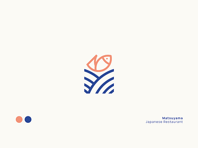 Sushi Restaurant logo animal brand branding fish flat flat design illustration japan lines logo m m letter minimal minimalism modern pictogram sea sushi waves