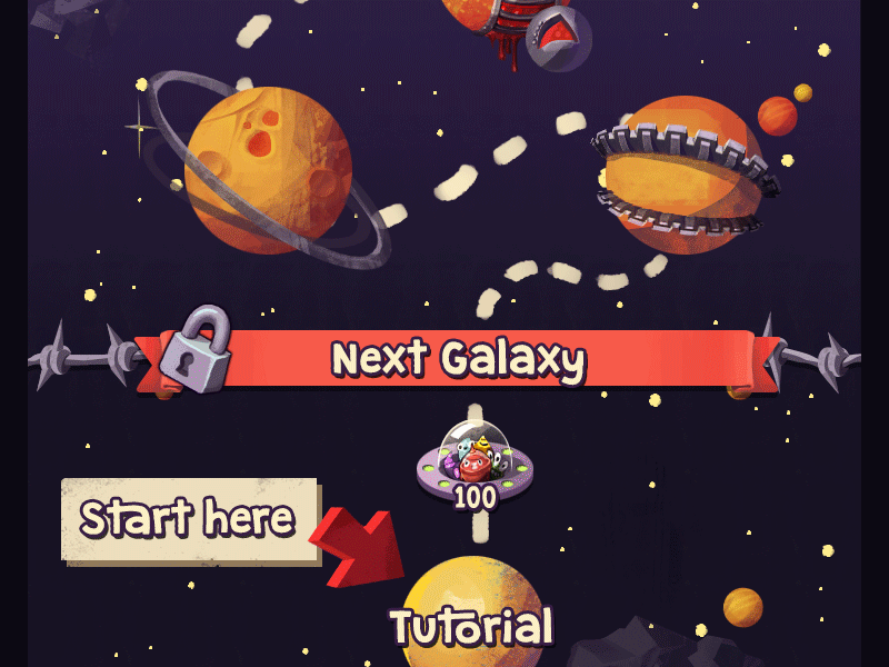 Planet Screen galaxy game illustration mobile monster moon moonsters planets rocket space stars ui