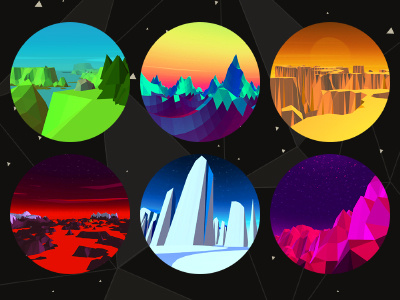 Low Poly Landscapes environment game landscape low poly planets universe