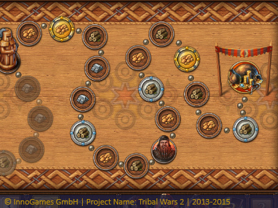 Tribal Wars 2 UI board game game kingdom map medieval screen design tribal wars 2 ui wood