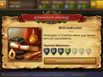 Tribal Wars 2 UI achievement game medieval paper screen design tribal wars 2 ui