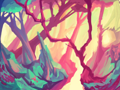 Forest colorful dream forest illustration magic trees