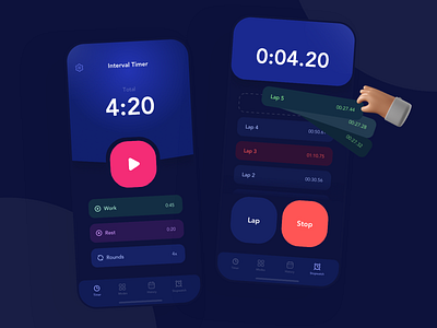 Interval Timer App app applace apple applicaiton countdown cuberto design fitness app interval timer minimal mobile sketch steps timer timer app ui ux vector workout workout tracker