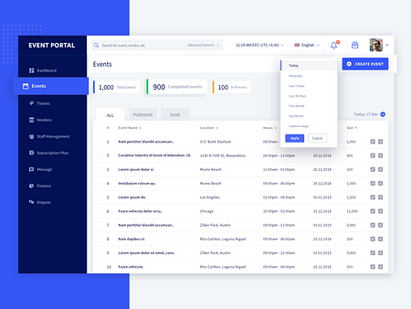Event Management System by Nishant sharma for illuminz on Dribbble