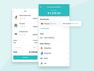 Checkout App Design android app app app design checkout clean ecommerce furniture store ios listing mobile app payment app process ui uiux