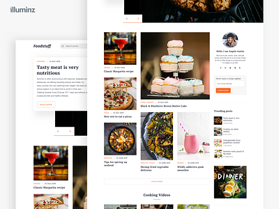 Food Blogger blog blogger boxes cards ui clean design desktop food food and drink grid illuminz landing page landing page ui typography ui ux web design