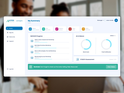 Sales Certification Program Platform dashboard ui ux