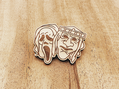 Scream Inspired Wood Pins design engraved face illustrated illustration laser mask scream wood wood pins wooden