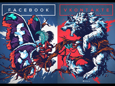 <Facebook / Vkontakte> dog facebook further up grass illustration ivan belikov saturnia social networks vkontakte