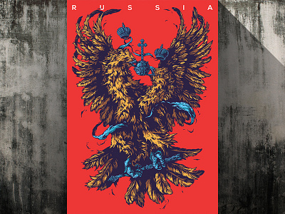 Herbariy / Russia coat of arms further up golden eagle graphic herbariy illustration ivan belikov russia