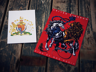 Herbariy / United Kingdom coat of arms further up graphic herbariy illustration ivan belikov lion uk unicorn united kingdom
