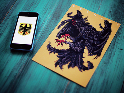 Herbariy / Germany coat of arms eagle feathers further up germany herbariy illustration ivan belikov poster print