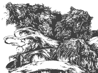 Fragment 22 bear beast fragment further up graphic illustration ivan belikov shield