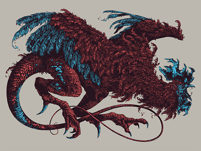Bestiary / Cockatrice basilisk bestiary cockatrice feathers further up graphic illustration ivan belikov mythology rooster