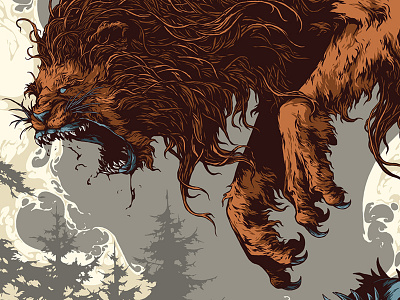 Bestiary / Manticore bestiary fur further up graphic illustration ivan belikov lion manticore