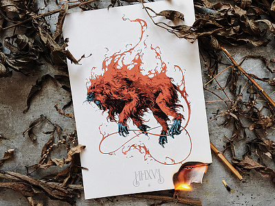 MMXVI 2016 fire fire monkey further up illustration ivan belikov monkey new year