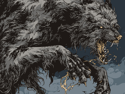Fragment 26 dire wolf fur further up graphic illustration ivan belikov wolf