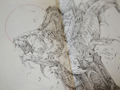 Dunkleosteus drawing dunkleosteus further up handdrawing illustration ivan belikov moleskine pencil sketch sketchbook