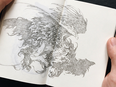 Griff drawing further up graphic graphite griff gryphon handdrawing illustration ivan belikov pencil sketch