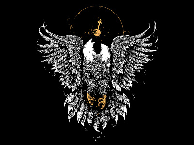 Orb bird eagle feathers further up golden eagle graphic illustration ivan belikov monochrome orb wings