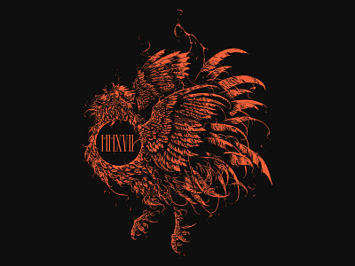 MMXVII 2017 bird feathers further up graphic illustration ivan belikov mmxvii new year rooster wings