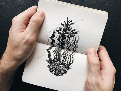 Glitched Cone cone further up glitch graphic handdrawing illustration ink ivan belikov moleskine sketch