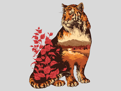 Amur Tiger amur tiger fur further up graphic illustration ivan belikov siberian character siberian crown