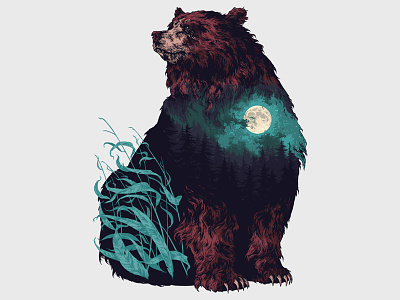 Brown Taiga Bear brown bear forest fur further up graphic illustration ivan belikov siberian character siberian crown taiga