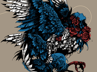 Sirin / Bird of Sorrow bestiary bird feathers further up illustration ivan belikov sirene sirin