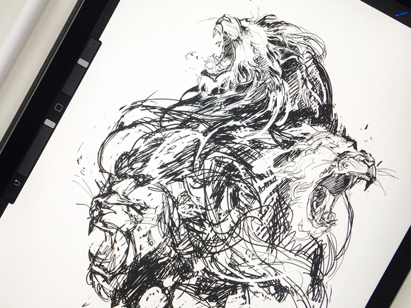 Lionheads / xxx sketch further-up graphic ipadpro ivan belikov ivanbelikov lionheads lions process procreate sketch xxx