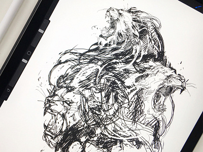 Lionheads / xxx sketch further up graphic ipadpro ivan belikov ivanbelikov lionheads lions process procreate sketch xxx